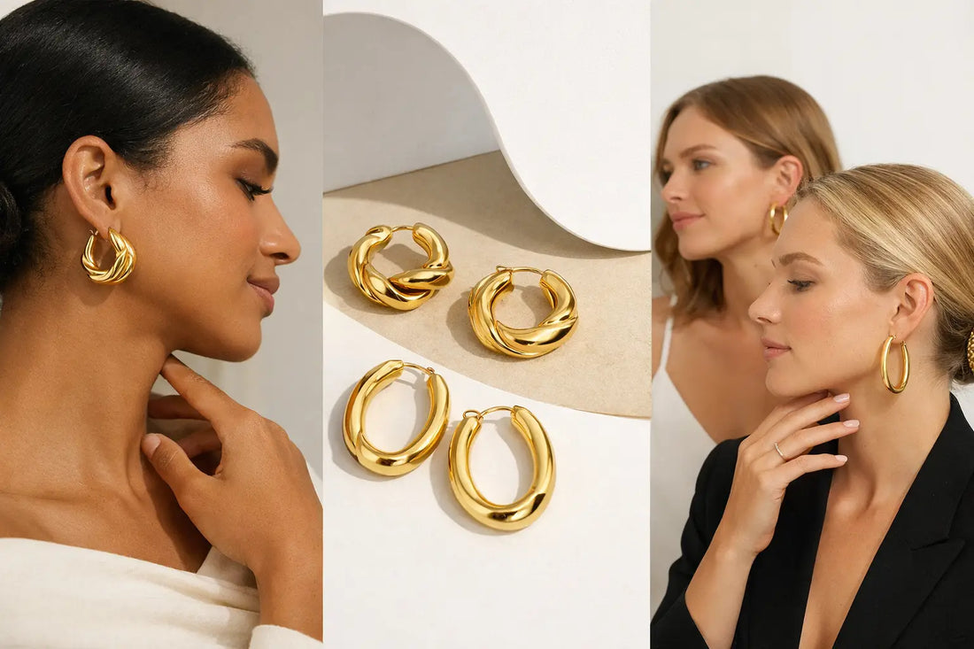 Sculptural Gold Hoop Earrings, Styled Your Way