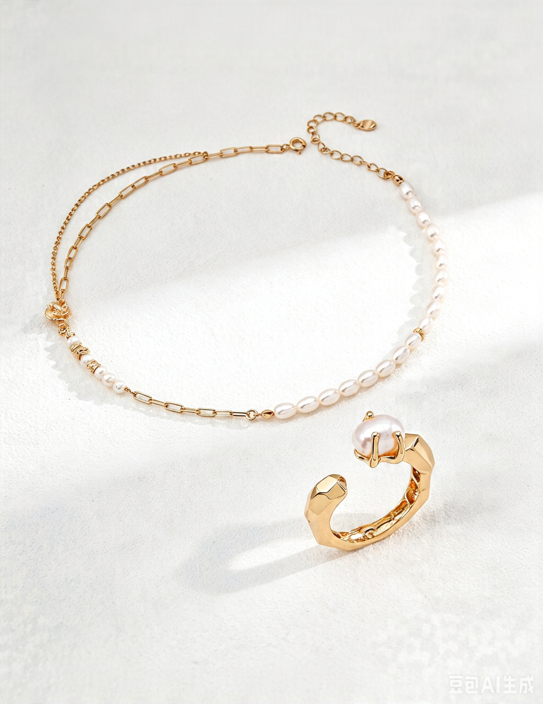 Freshwater Pearl & Gold Jewelry Set