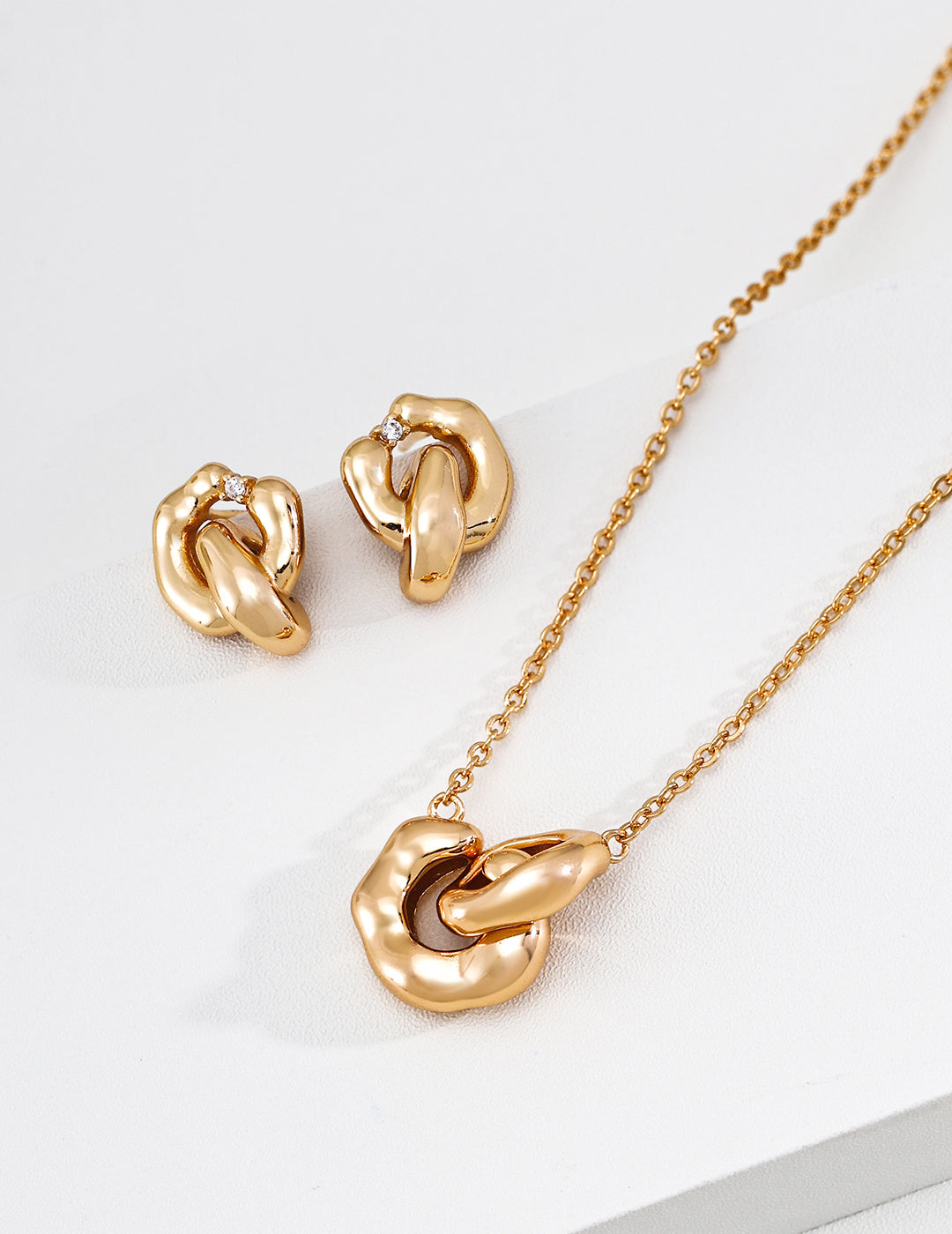 Abstract Interlocked Irregular Link Jewelry Set