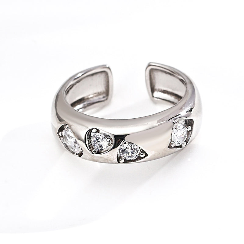 Curved Heart Gem Statement Ring
