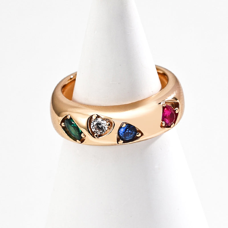 Curved Heart Gem Statement Ring