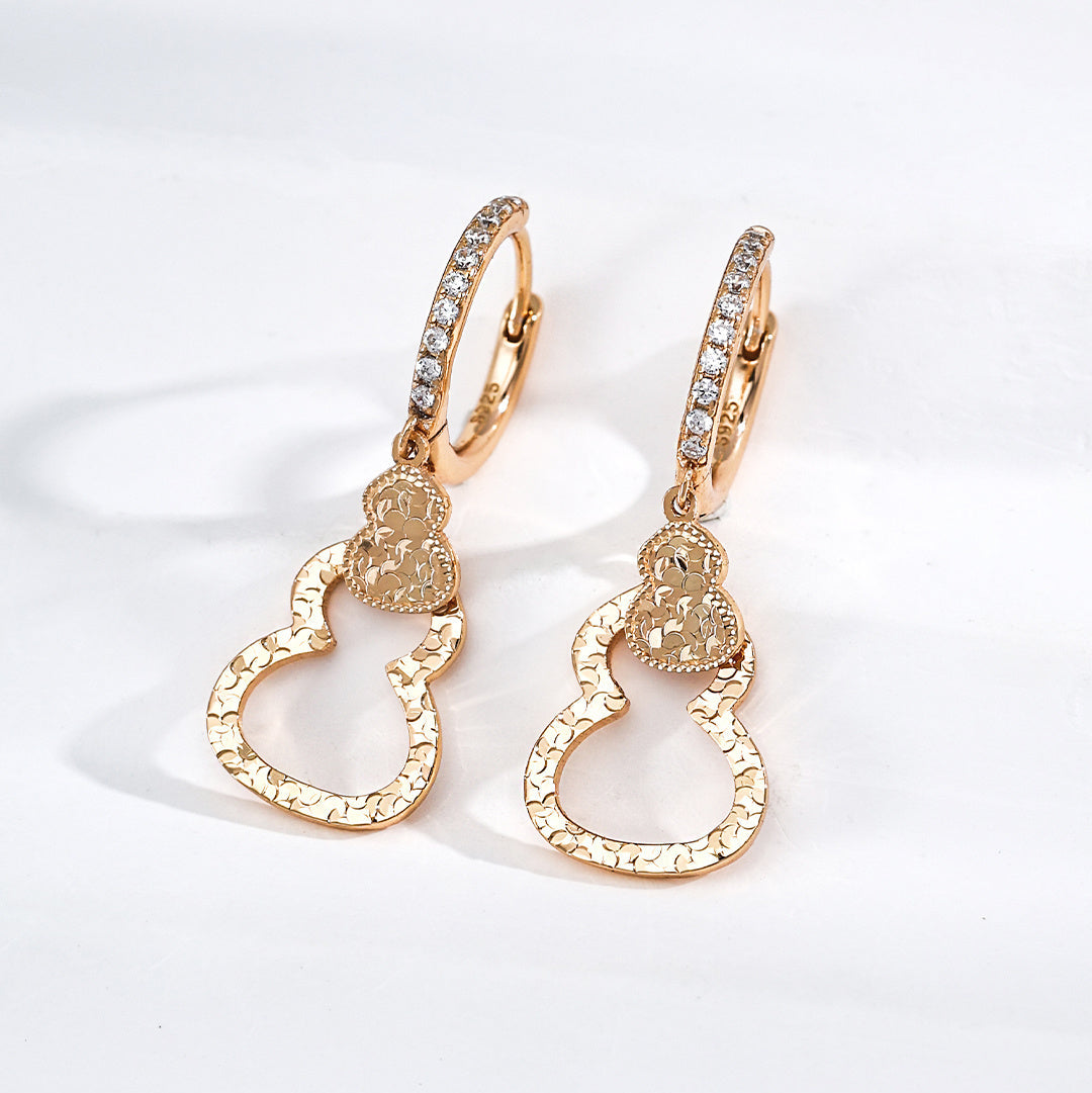 Double Gourd Dangle Hoop Earrings