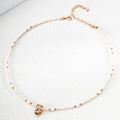 Wave Inlaid Zircon Freshwater Pearl Necklace