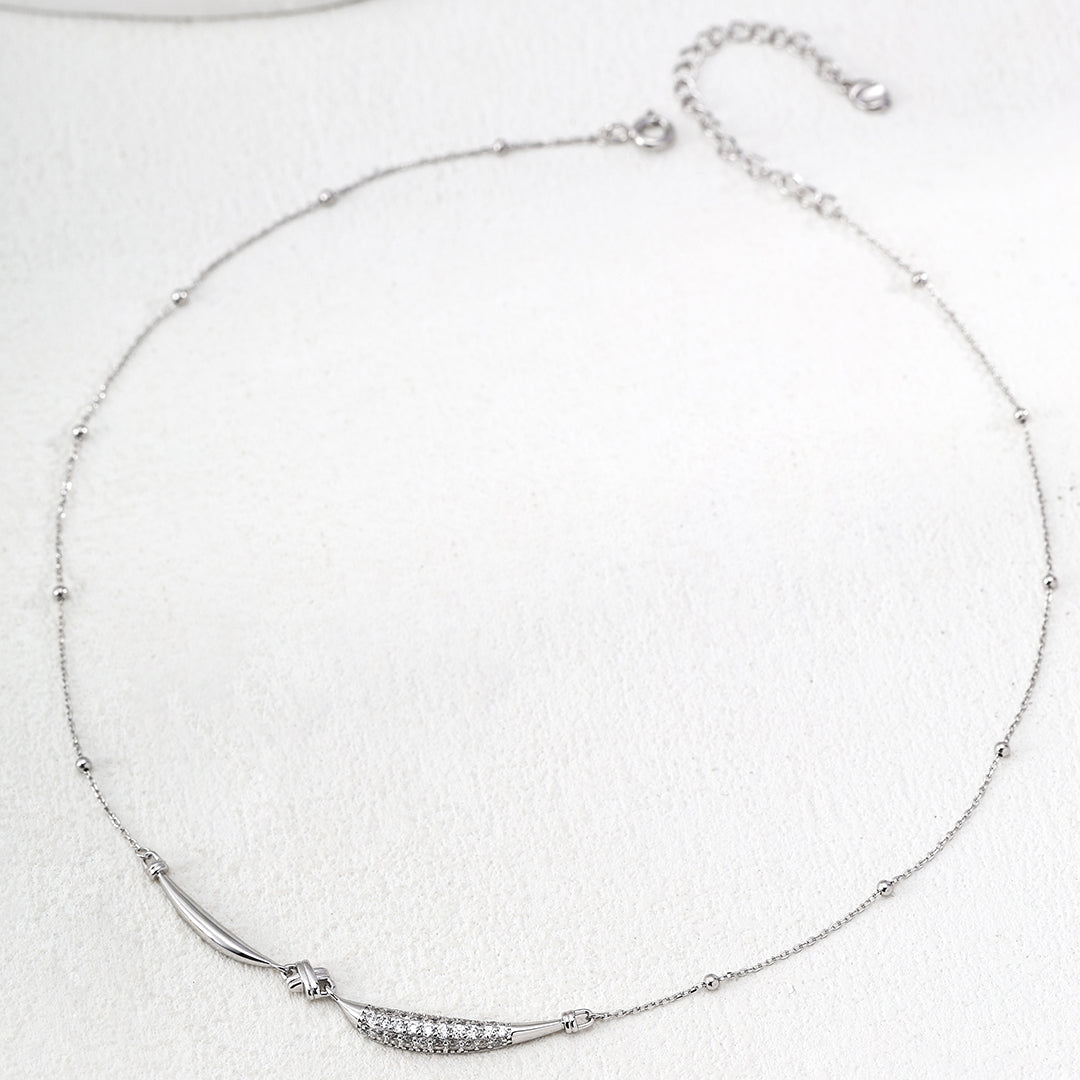 Minimalist Curved Bar Diamond Necklace