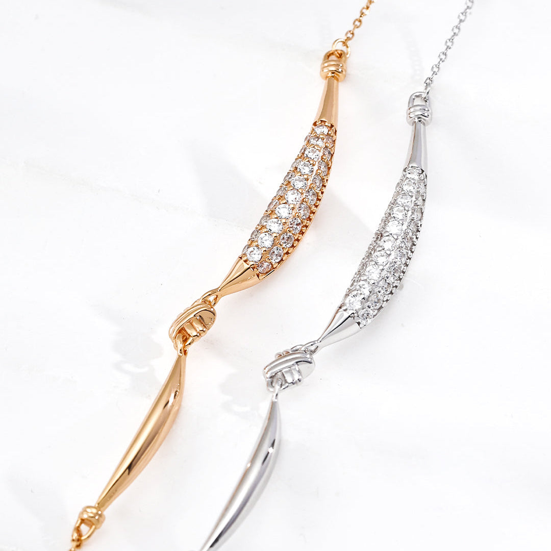 Minimalist Curved Bar Diamond Necklace