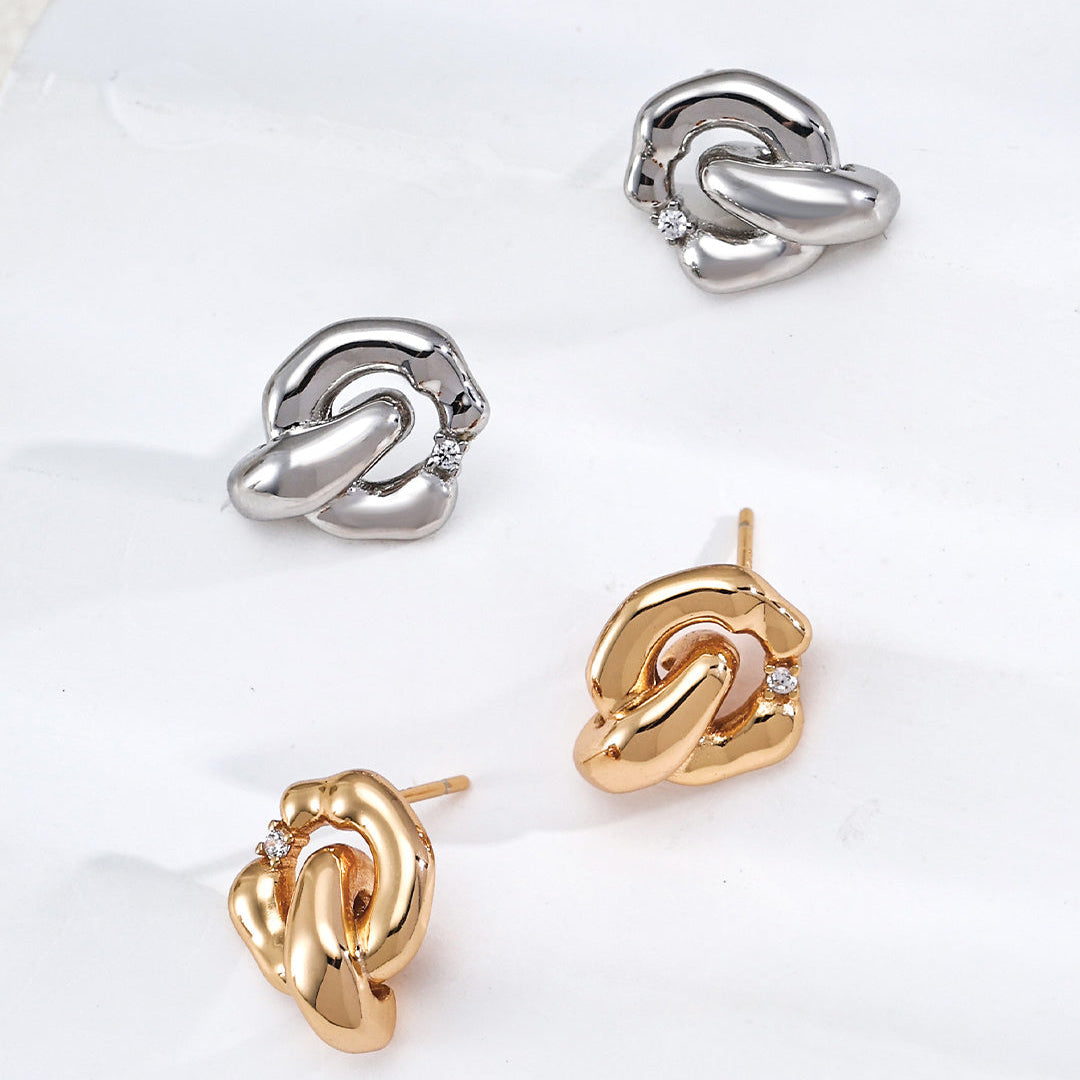 Interlocked Link Stud Earrings