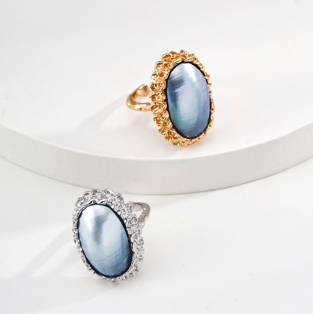 Hand-Carved Mabe Pearl Statement Ring