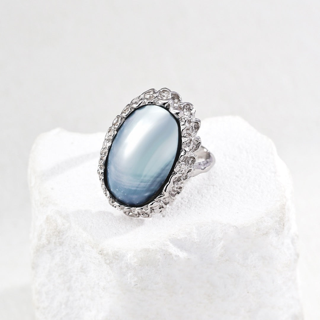 Hand-Carved Mabe Pearl Statement Ring