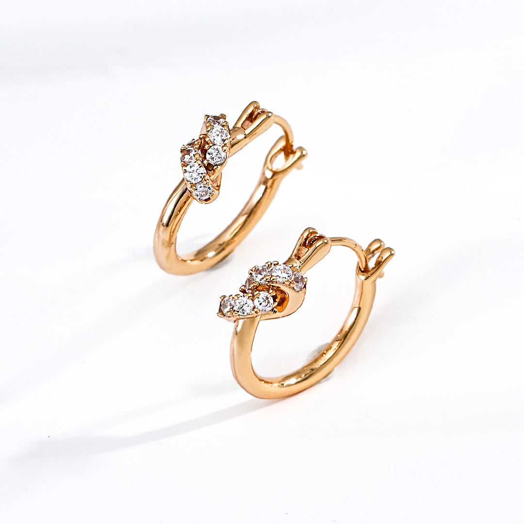 Crystal Knot Huggie Hoop Earrings