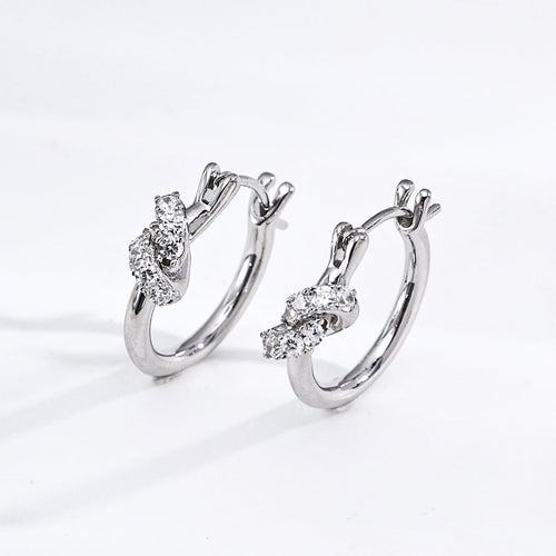 Crystal Knot Huggie Hoop Earrings