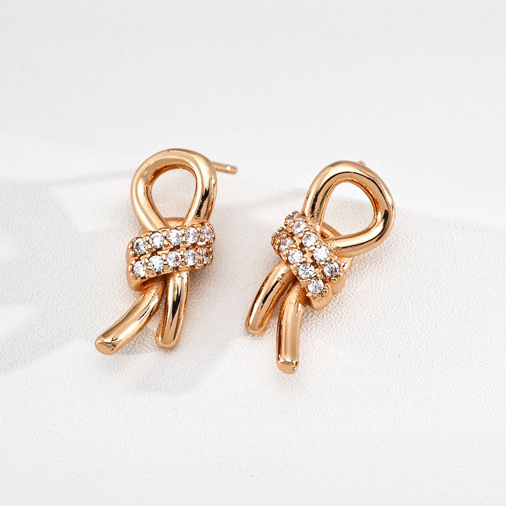 Elegant Crystal Knot Stud Earrings