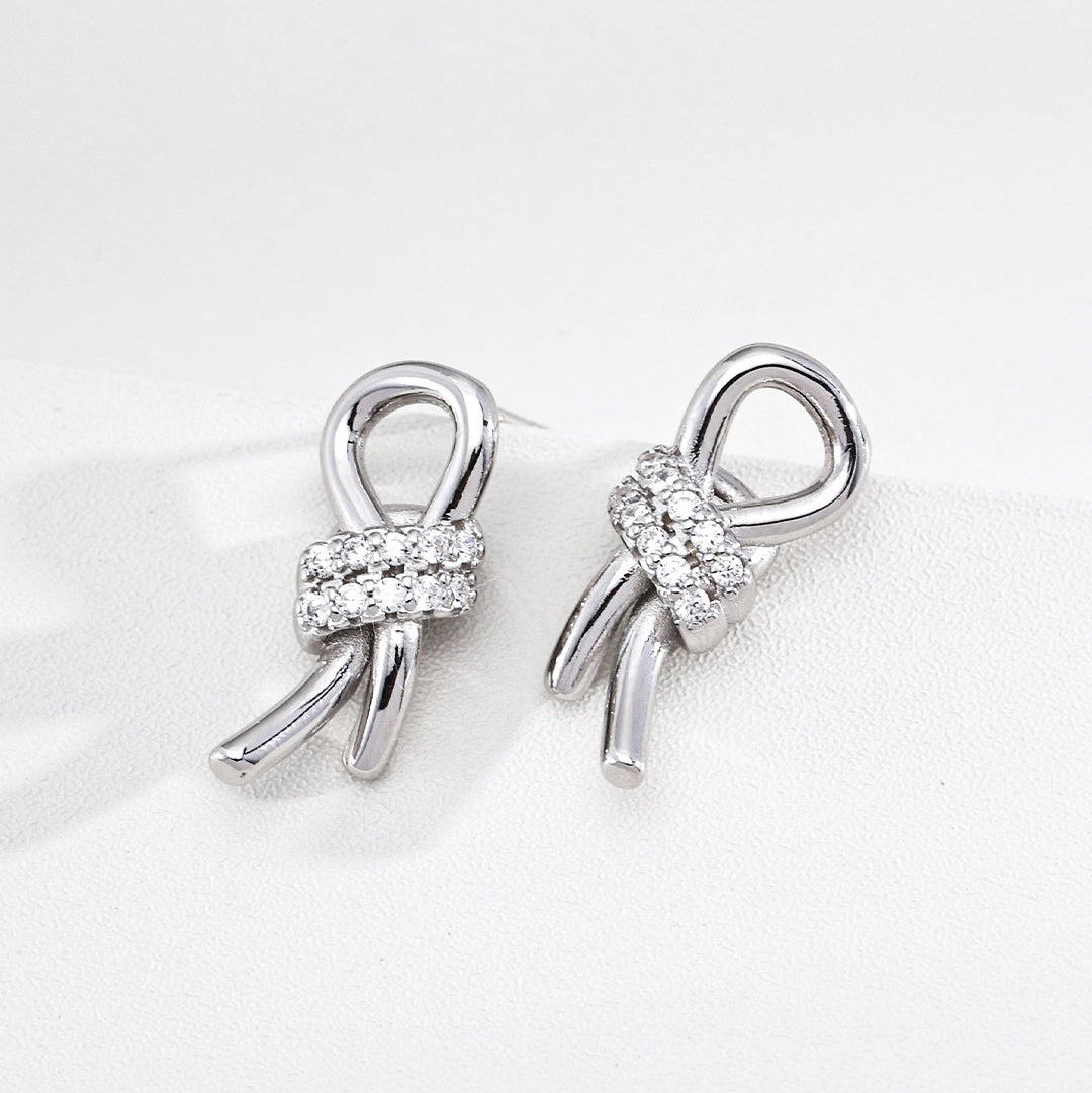 Elegant Crystal Knot Stud Earrings