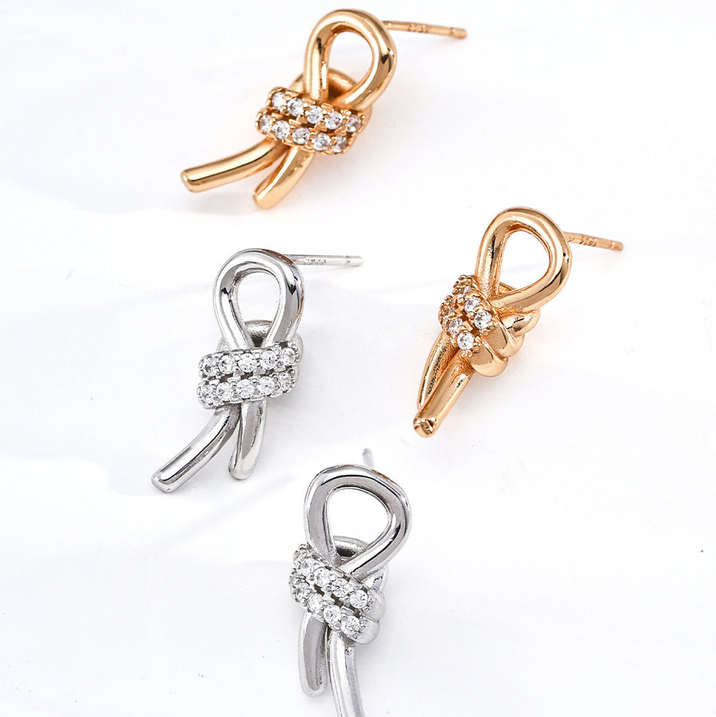 Elegant Crystal Knot Stud Earrings