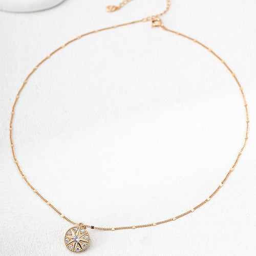 Celestial North Star Crystal Coin Necklace