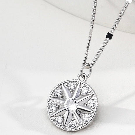 Celestial North Star Crystal Coin Necklace