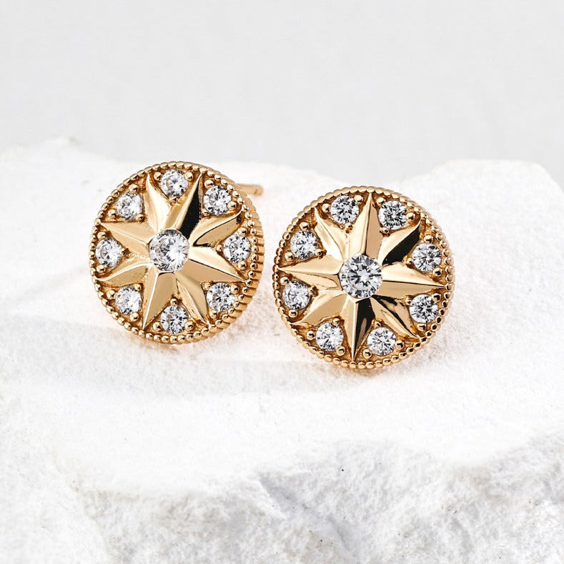 North Star Crystal Coin Stud Earrings