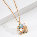 Mosaic Multi-Stone Gold Pendant Necklace