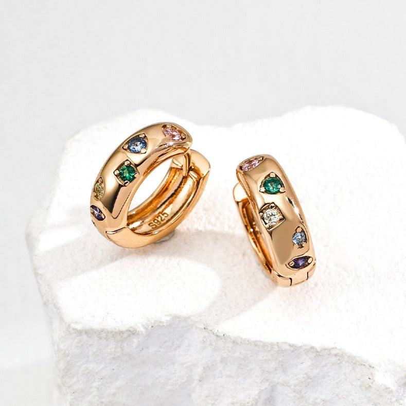 Curved Heart Gem Earrings