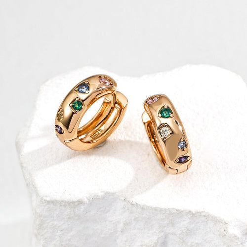 Curved Heart Gem Earrings