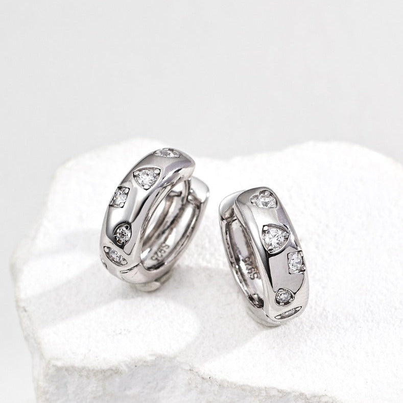 Curved Heart Gem Earrings