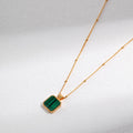 Malachite Square Pendant Necklace