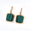 Boucles d'oreilles pendantes carrées en malachite