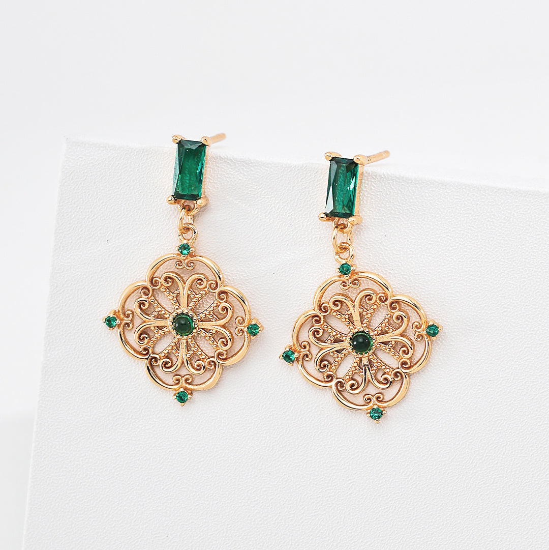 Four-Leaf Clover Drop Earrings