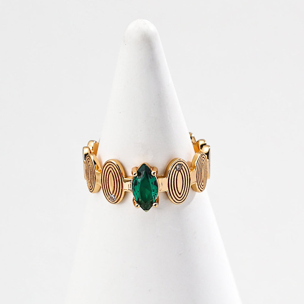Unique Spiral Band Gemstone Rings