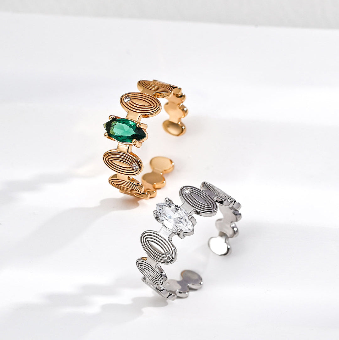 Unique Spiral Band Gemstone Rings