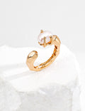 Geometric Faceted Baroque Pearl Adjustable Open Ring
