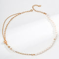 Double-Layer Mixed Link Pearl Choker Necklace